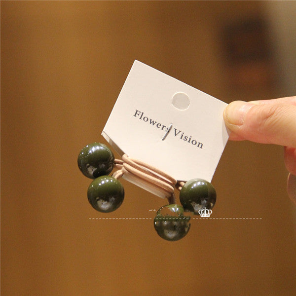 Double-Headed Bead Rubber Band Acrylic Hair Tie