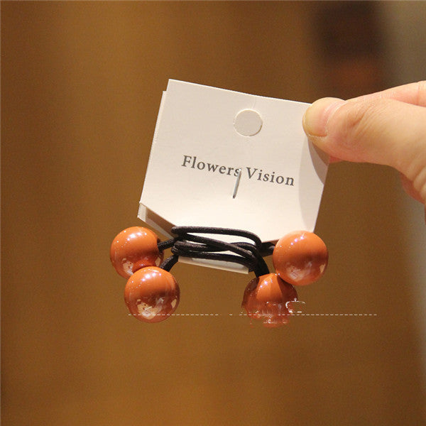 Double-Headed Bead Rubber Band Acrylic Hair Tie