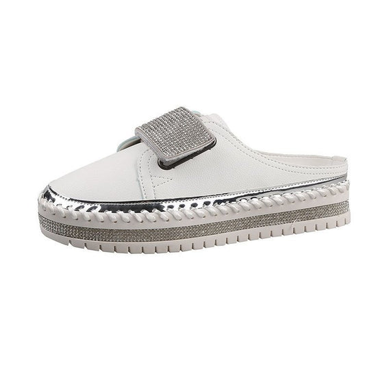 New Flat-Bottomed Rhinestone Baotou Semi Slippers Tide