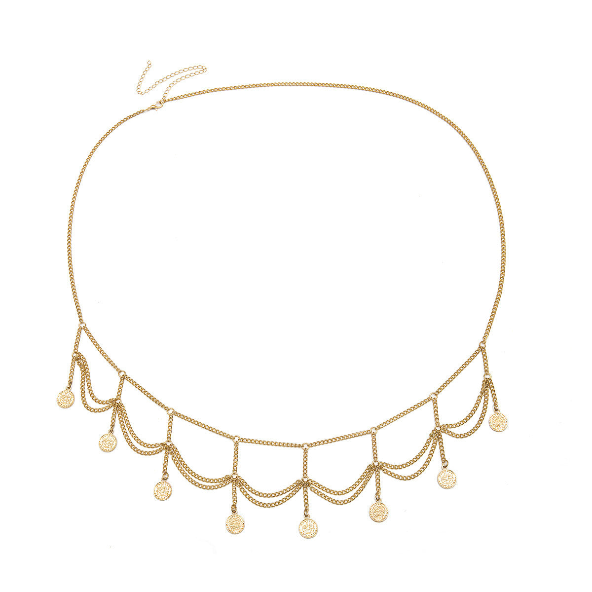 Personality Multi-layer Embossed Coin Tassel Waist Chain
