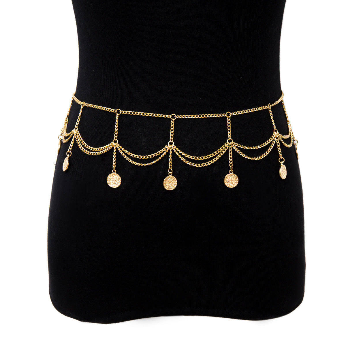 Personality Multi-layer Embossed Coin Tassel Waist Chain