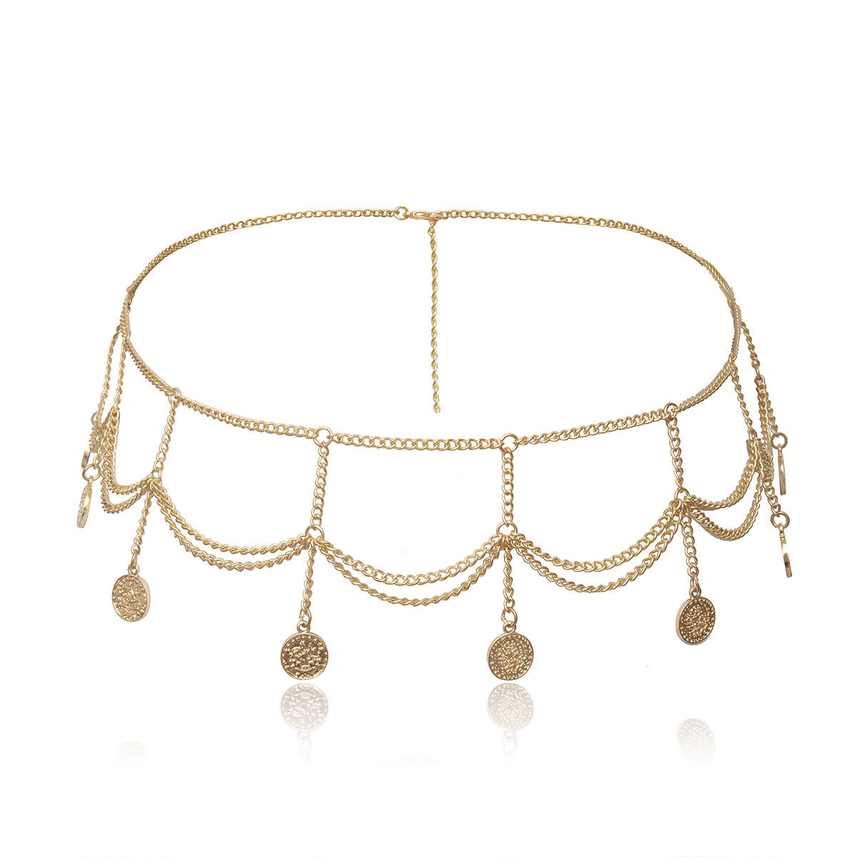 Personality Multi-layer Embossed Coin Tassel Waist Chain