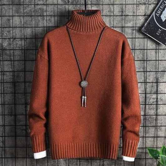 Rullekrave Strik Herre Koreansk Stil Trend Tyk Vinter