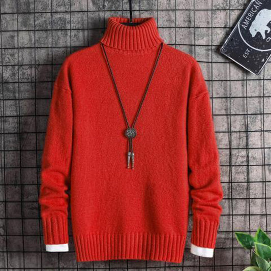 Rullekrave Strik Herre Koreansk Stil Trend Tyk Vinter