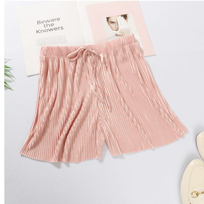 Women's Ice Silk Chiffon Pleated Shorts