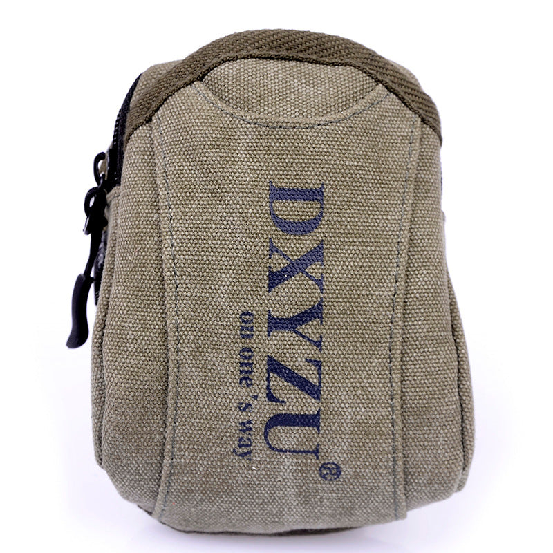 Men's Portable Retro Canvas Belt Bag With Hook