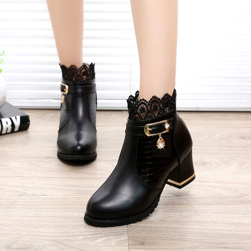 European And American Martin Boots High Heel Women's Short Boots
