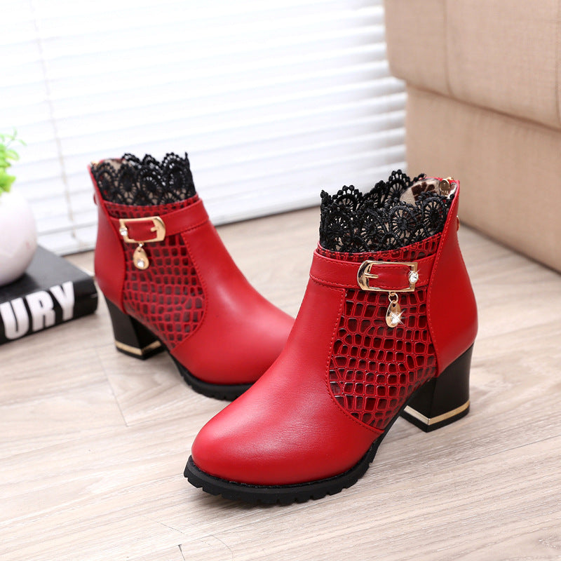 European And American Martin Boots High Heel Women's Short Boots