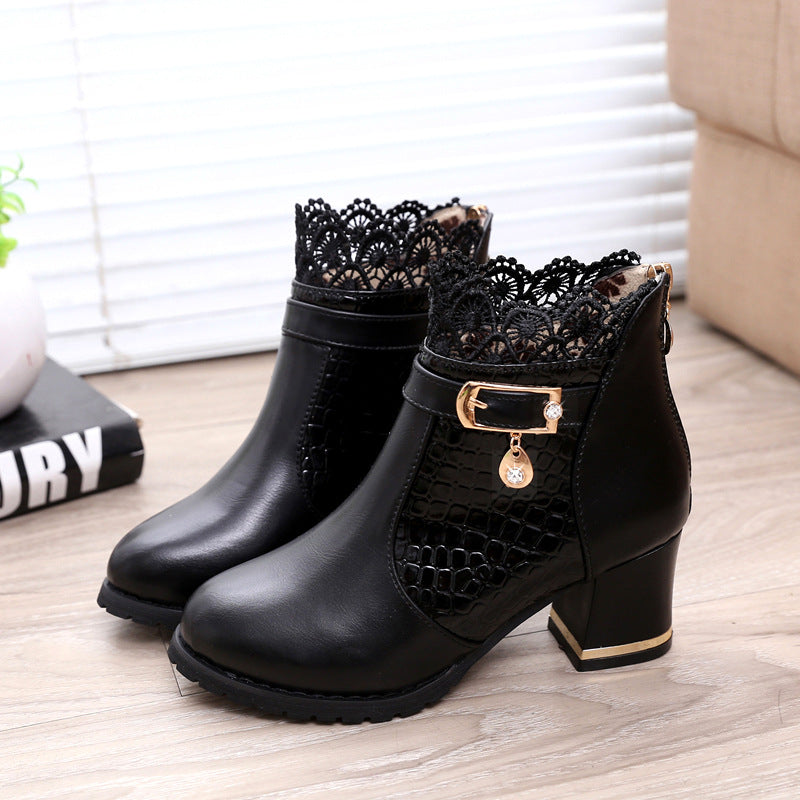 European And American Martin Boots High Heel Women's Short Boots