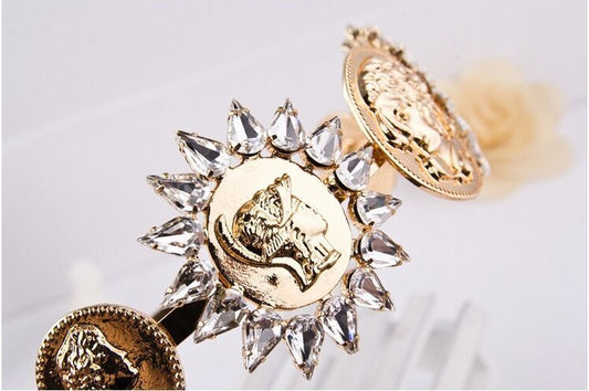 Retro Baroque Style Head Metal Headband Portrait Headband Headwear