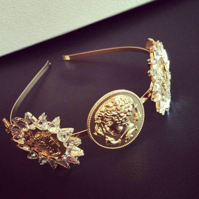 Retro Baroque Style Head Metal Headband Portrait Headband Headwear