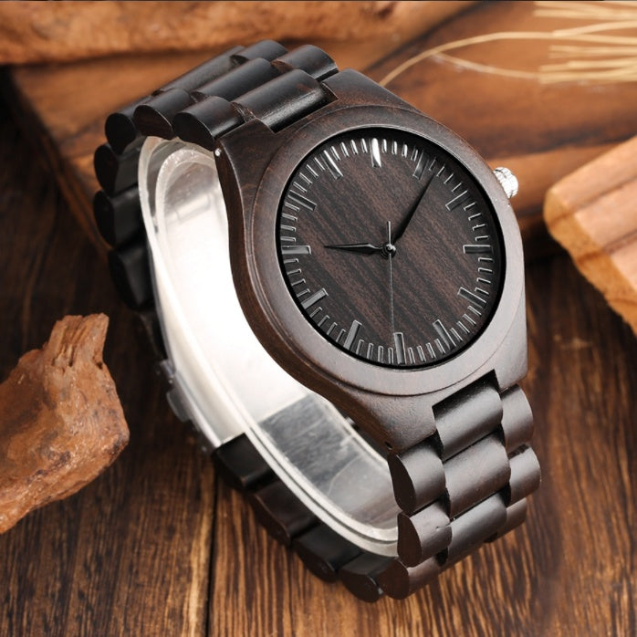 Simple And Generous Full Ebony Men's Quartz Watch