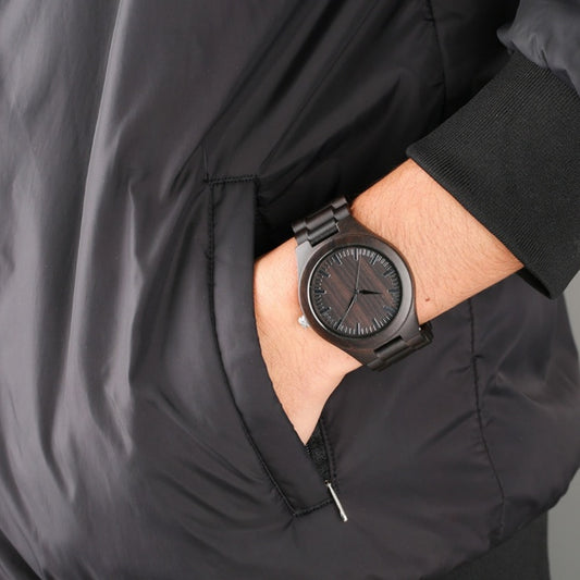 Simple And Generous Full Ebony Men's Quartz Watch