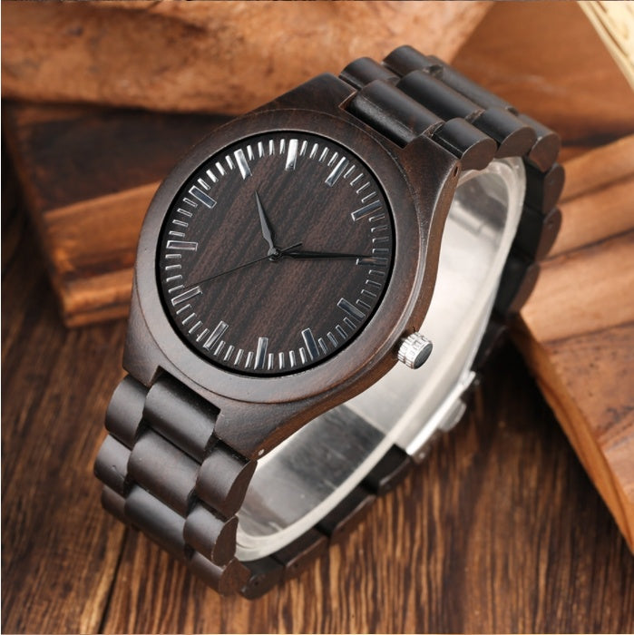 Simple And Generous Full Ebony Men's Quartz Watch