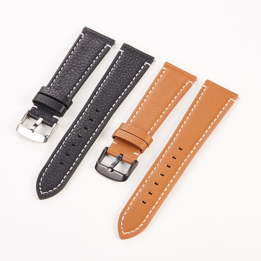 Quick Release Leather Strap Soft Lychee Pattern Watch Strap
