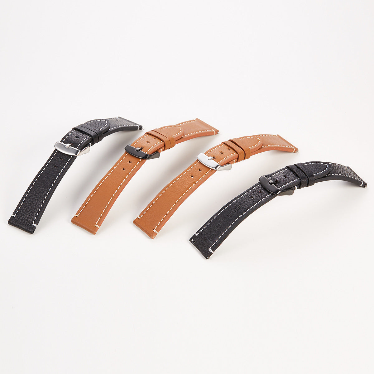Quick Release Leather Strap Soft Lychee Pattern Watch Strap
