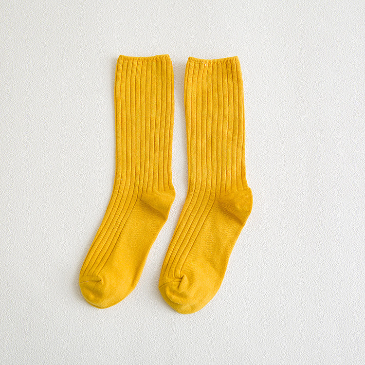 Ladies All-Match Solid Color Breathable Cotton Socks