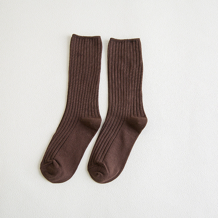 Ladies All-Match Solid Color Breathable Cotton Socks
