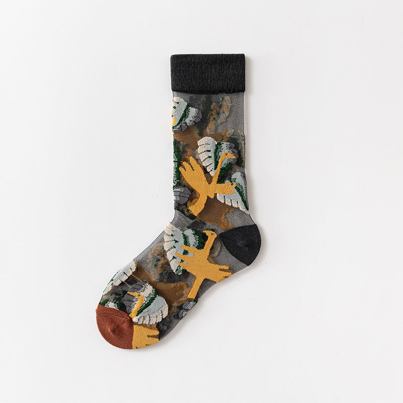 Socks Women's Summer Thin Section In Tube Tide Socks European And American Style Flowers
