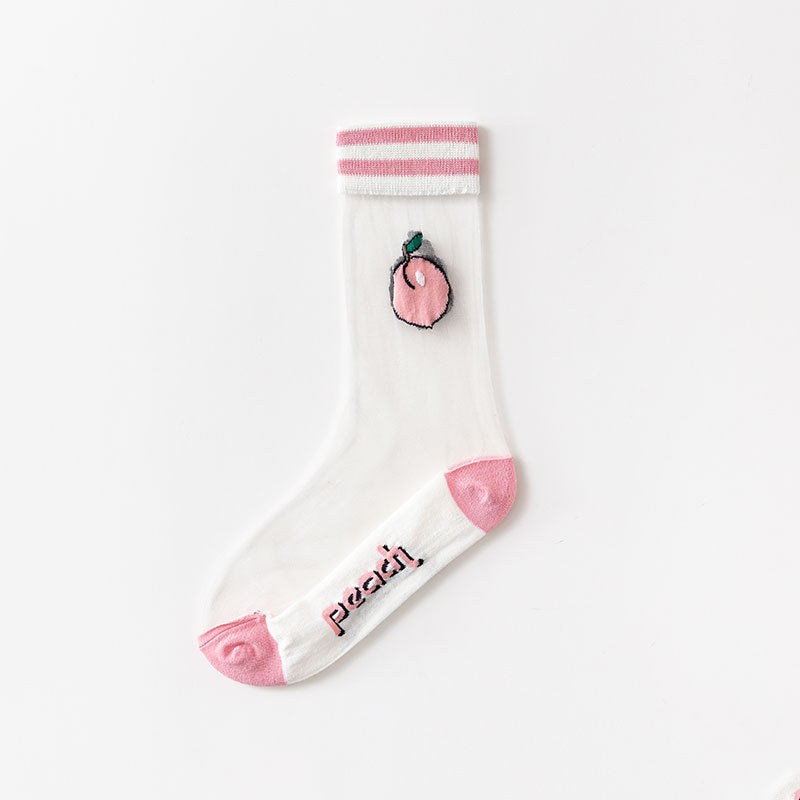 Socks Women's Summer Thin Section In Tube Tide Socks European And American Style Flowers