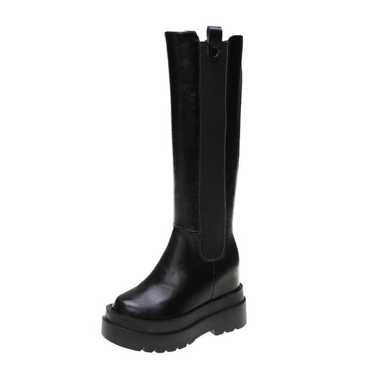 Thick-Soled Heighten All-Match British Style Ins Trend Korean High Boots