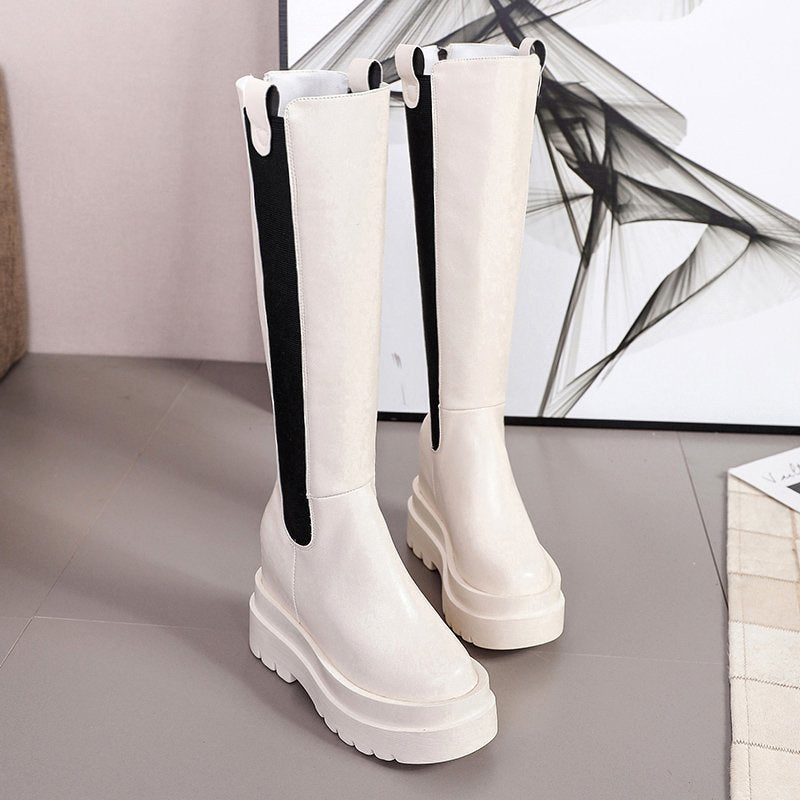 Thick-Soled Heighten All-Match British Style Ins Trend Korean High Boots