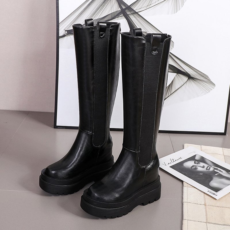 Thick-Soled Heighten All-Match British Style Ins Trend Korean High Boots