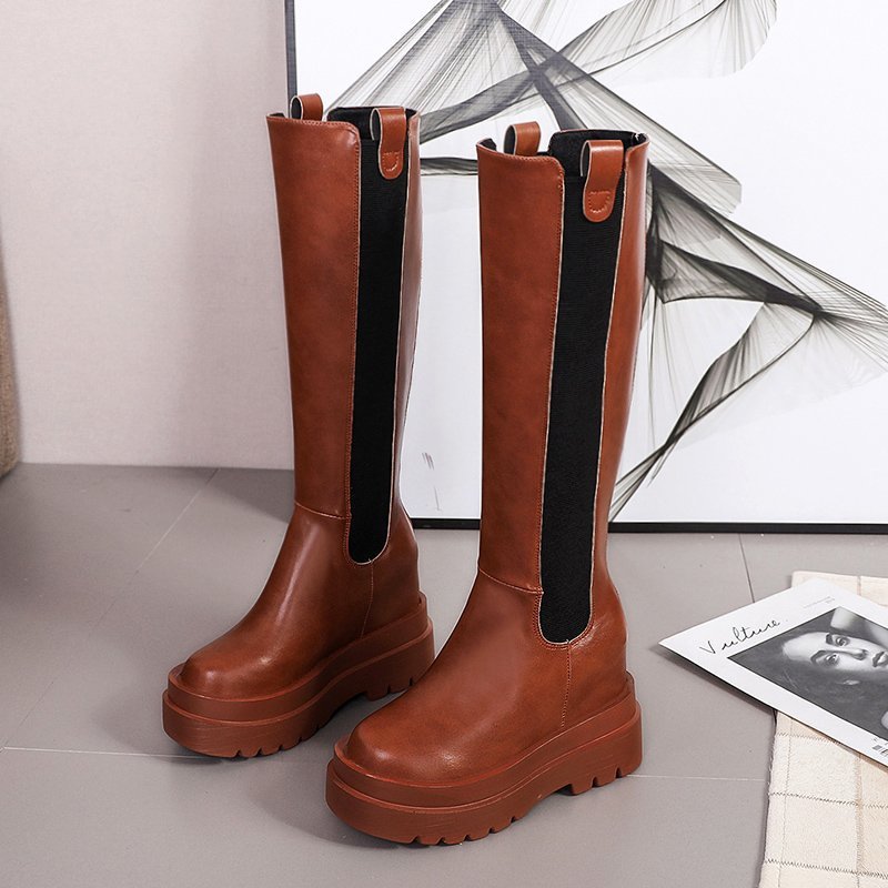 Thick-Soled Heighten All-Match British Style Ins Trend Korean High Boots