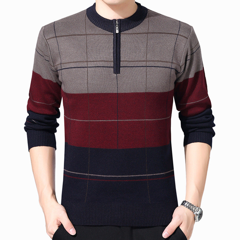 Thickened Semi-Pull Crew Neck Sweater Men's Sweater