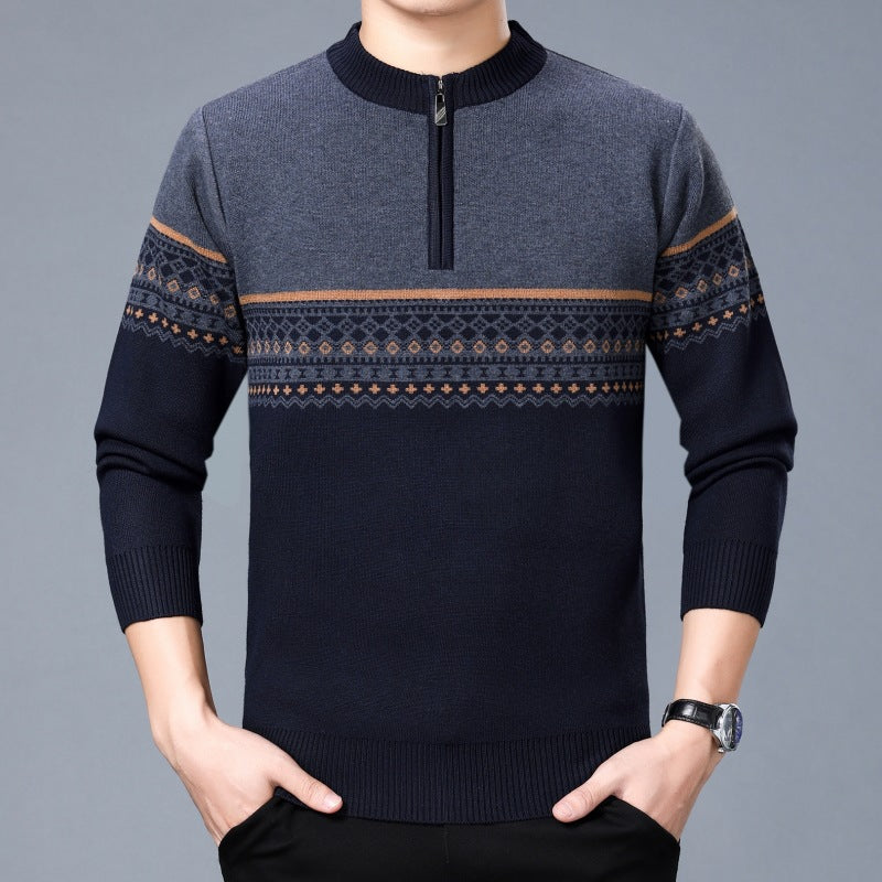 Thickened Semi-Pull Crew Neck Sweater Men's Sweater