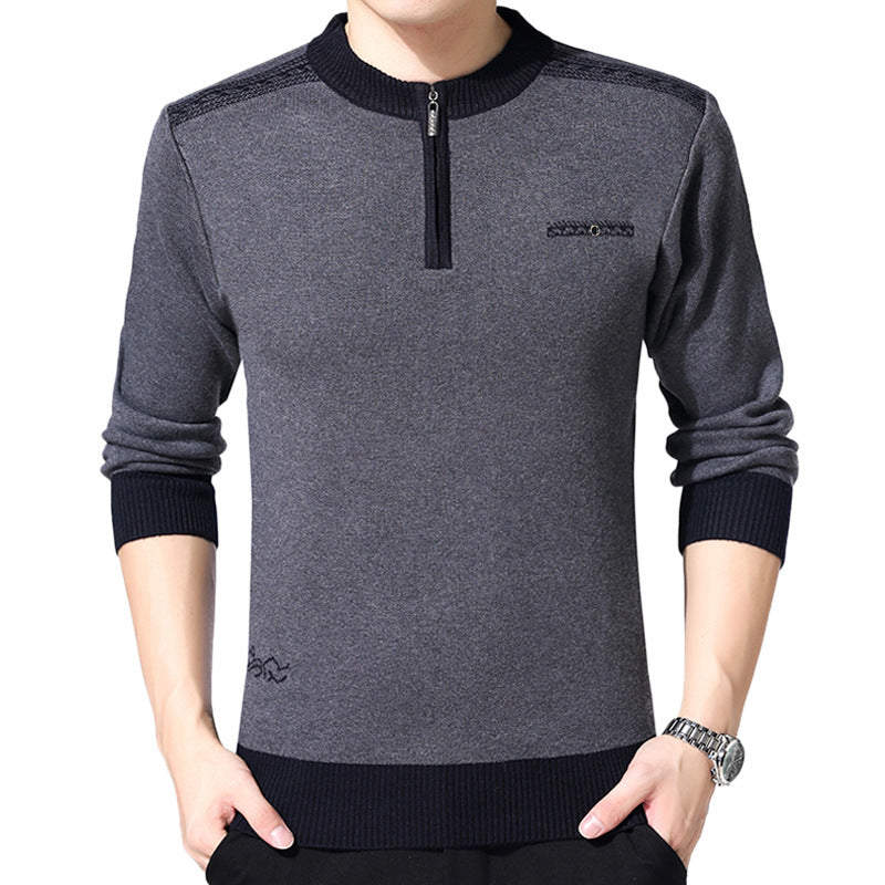 Thickened Semi-Pull Crew Neck Sweater Men's Sweater