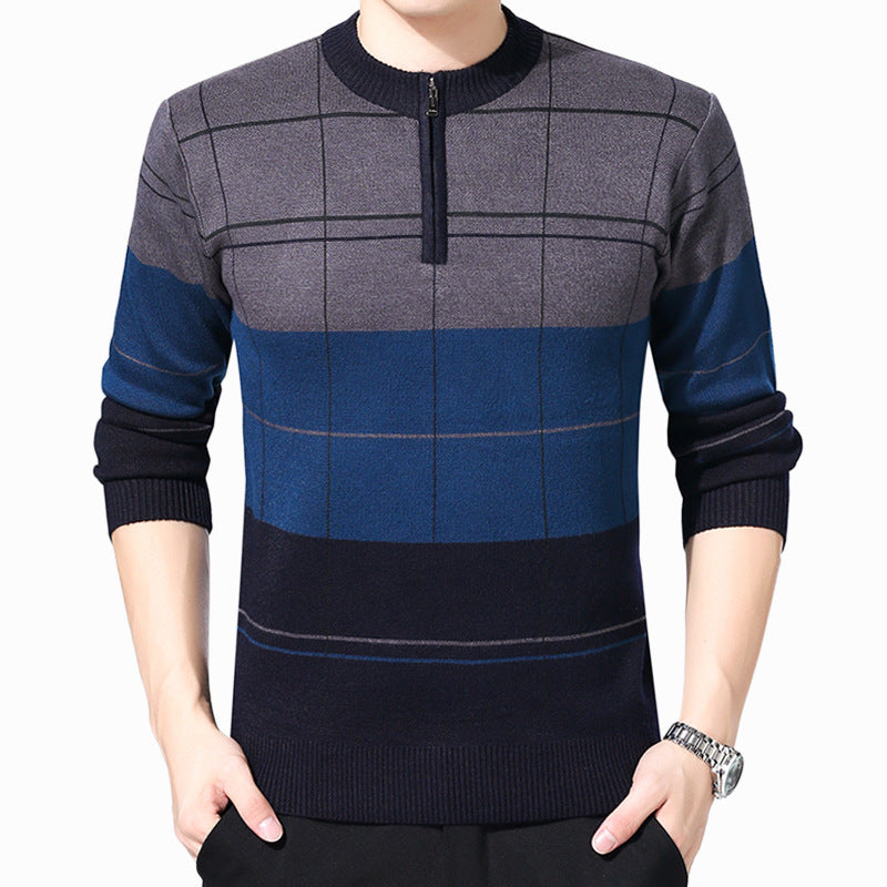 Thickened Semi-Pull Crew Neck Sweater Men's Sweater