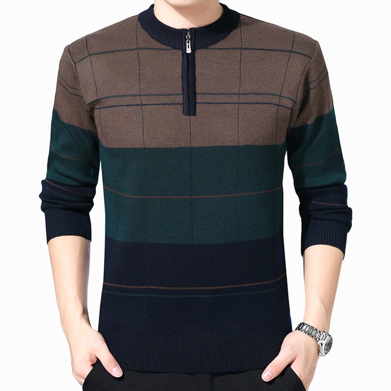 Thickened Semi-Pull Crew Neck Sweater Men's Sweater