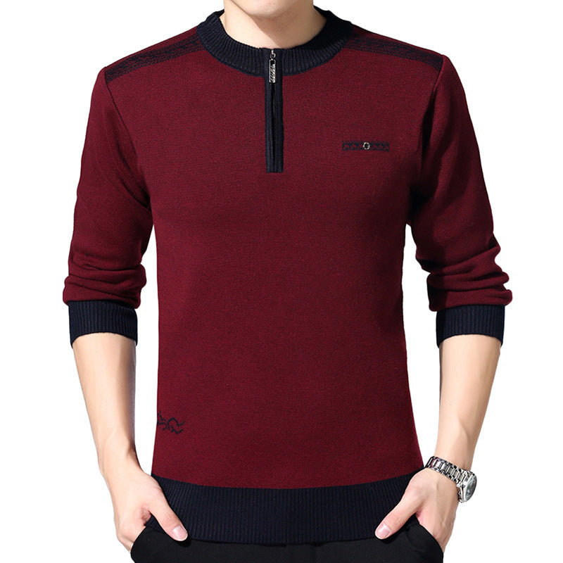 Thickened Semi-Pull Crew Neck Sweater Men's Sweater