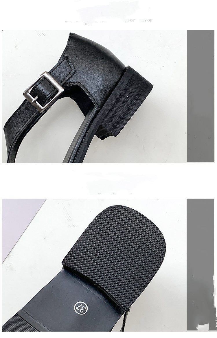 Summer Bohemian Buckle Women's Shoes Color-Blocking Flat-Heeled Round-Toe Slippers