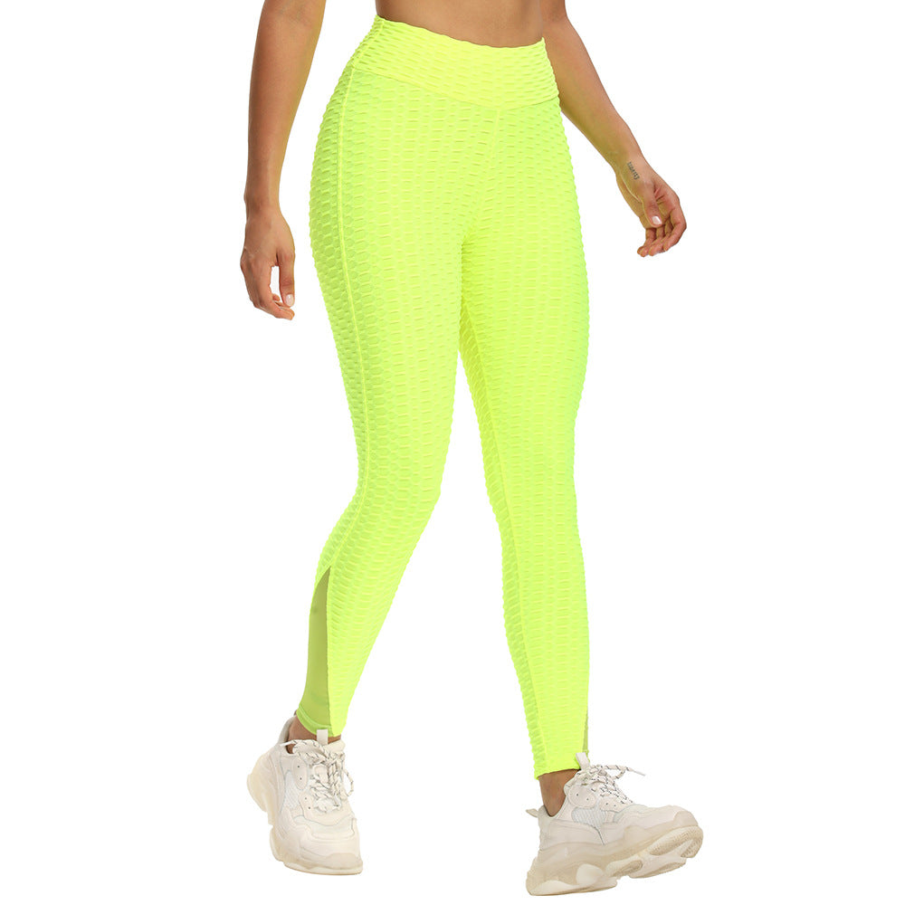 Thick Stitching Mesh Jacquard Cropped Yoga Pants