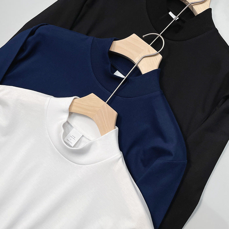Men's Casual Half-High Collar Mid-Neck Long-Sleeved t-Shirt