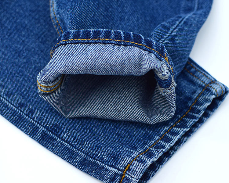New High-waisted Loose Straight-leg Denim Cropped Trousers