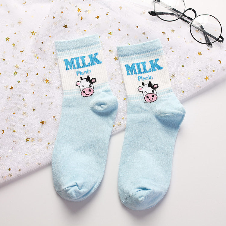 Banana Strawberry Milk In The Tube Cotton Women's Socks Casual Socks
