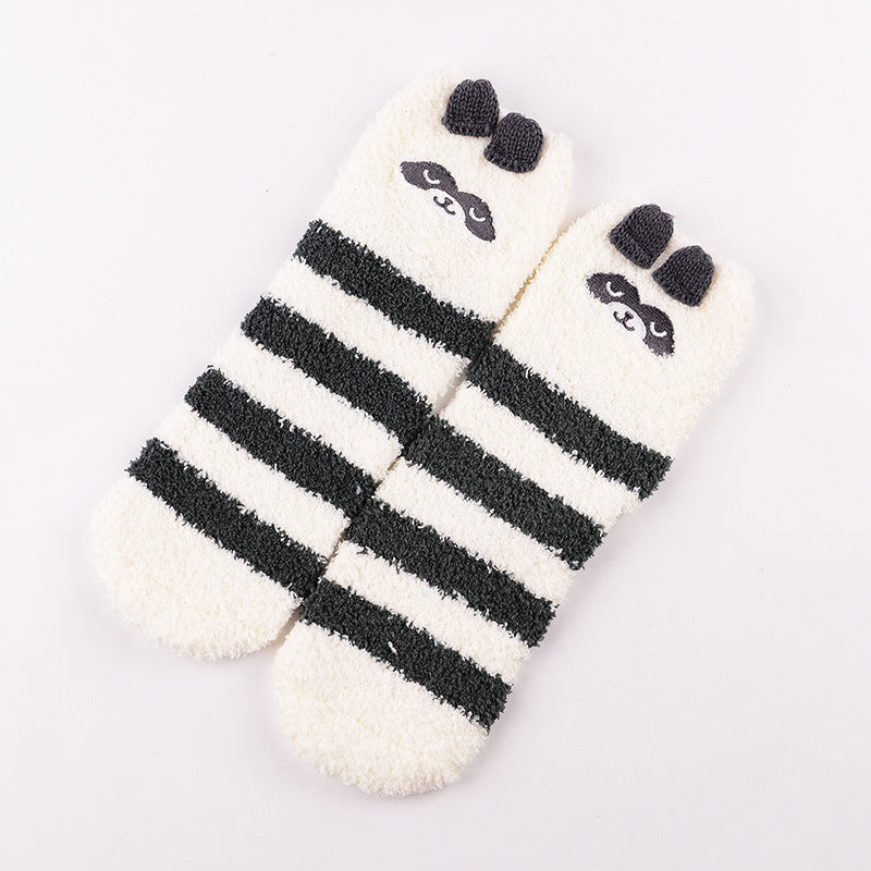Coral Fleece Christmas Cartoon Terry Socks