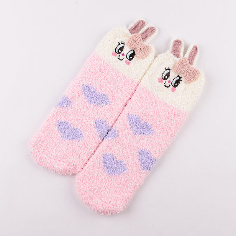 Coral Fleece Christmas Cartoon Terry Socks