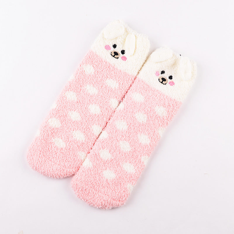 Coral Fleece Christmas Cartoon Terry Socks