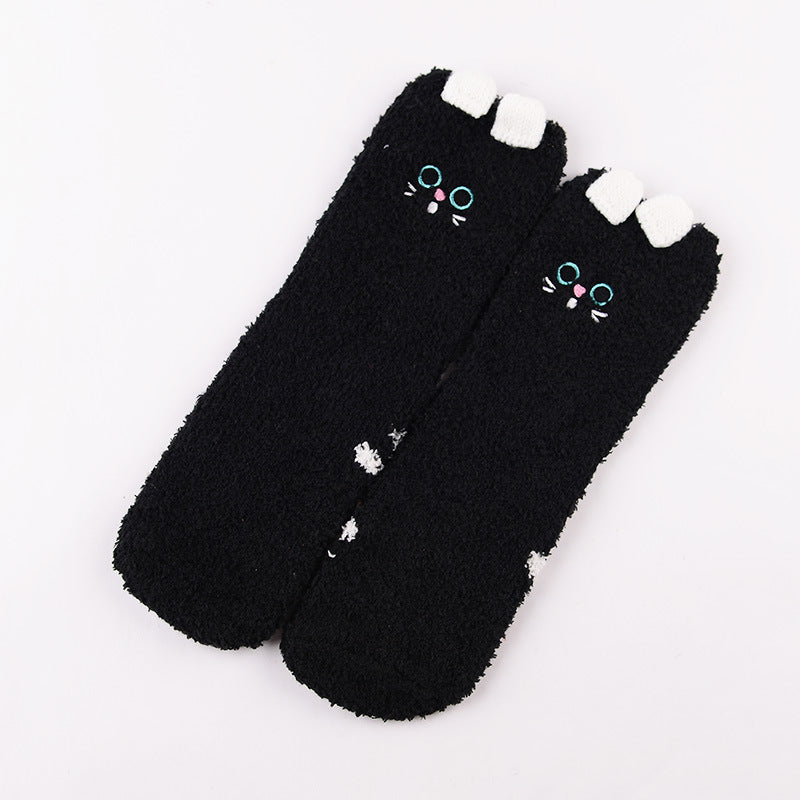 Coral Fleece Christmas Cartoon Terry Socks