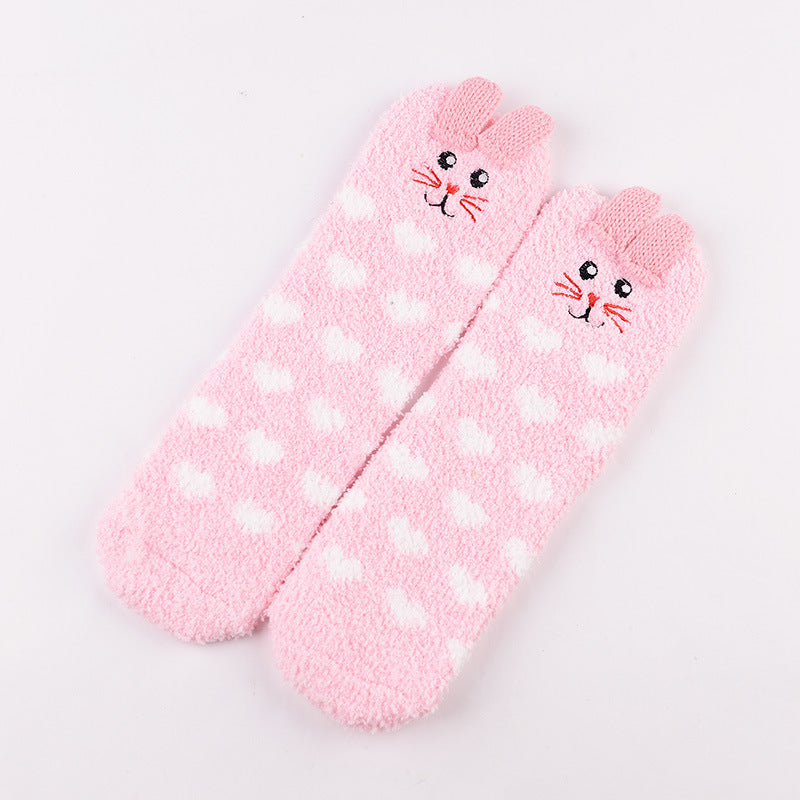 Coral Fleece Christmas Cartoon Terry Socks