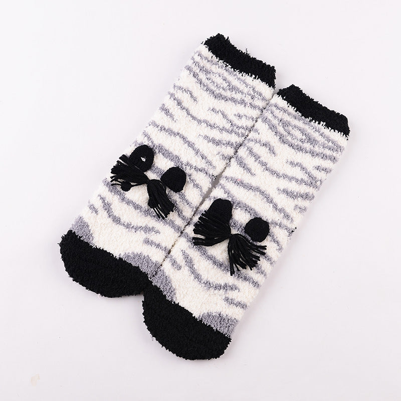 Coral Fleece Christmas Cartoon Terry Socks