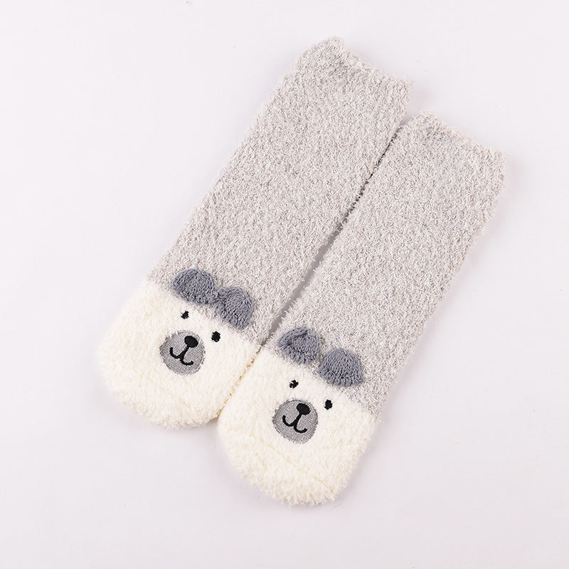 Coral Fleece Christmas Cartoon Terry Socks