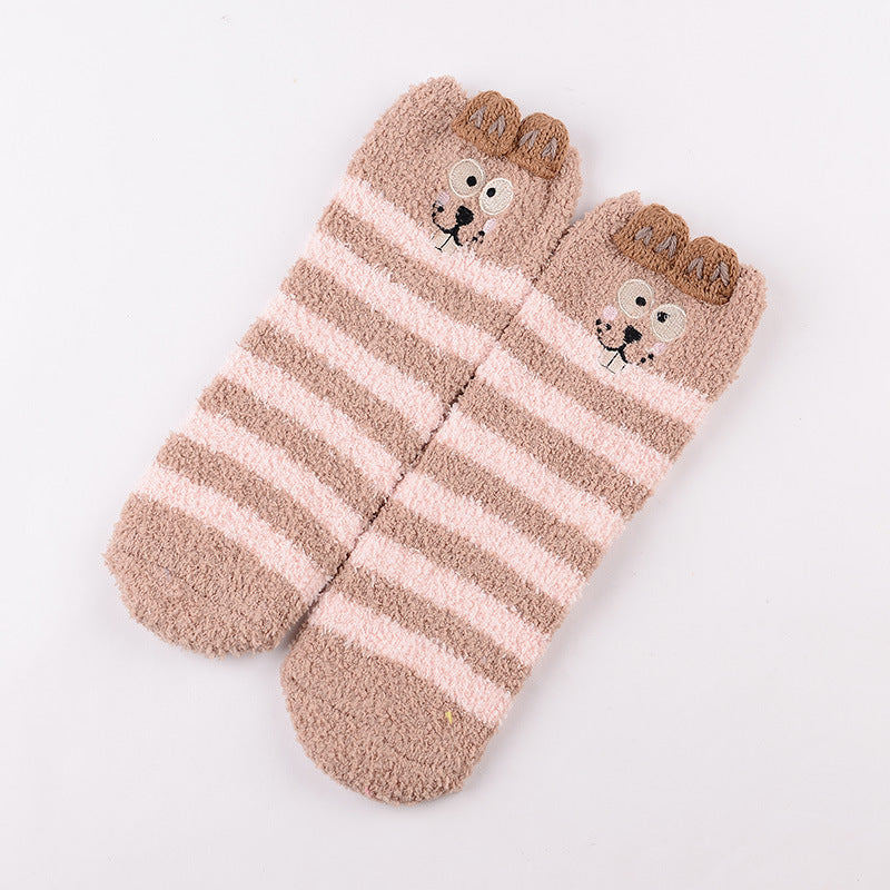 Coral Fleece Christmas Cartoon Terry Socks