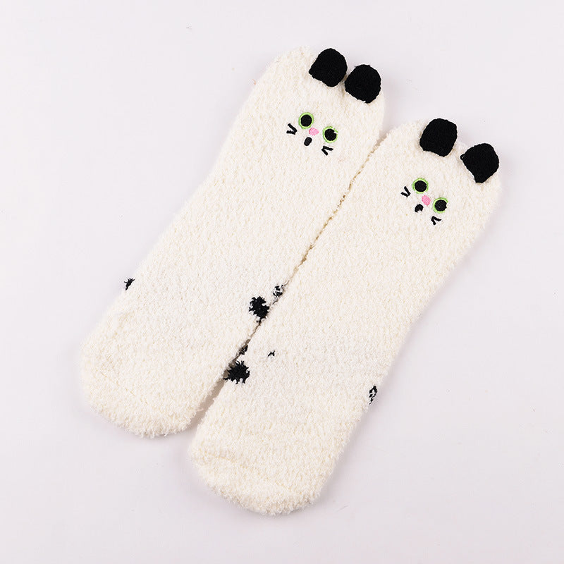 Coral Fleece Christmas Cartoon Terry Socks
