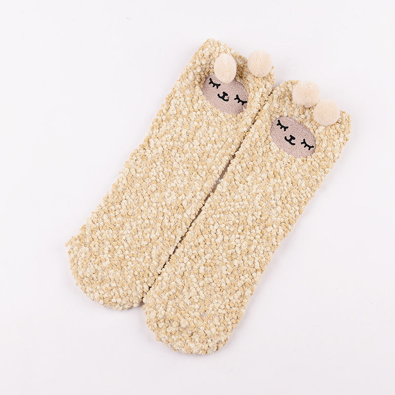 Coral Fleece Christmas Cartoon Terry Socks