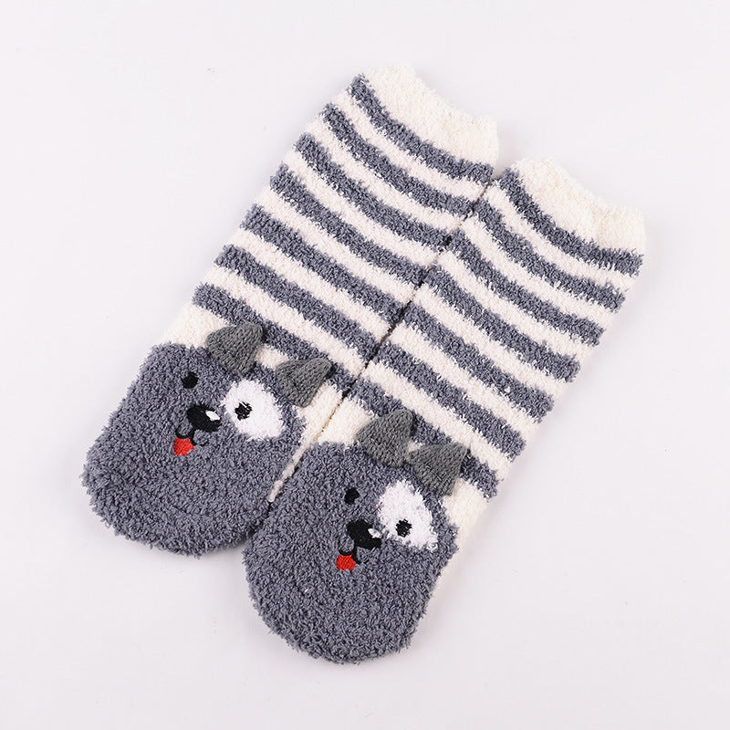 Coral Fleece Christmas Cartoon Terry Socks